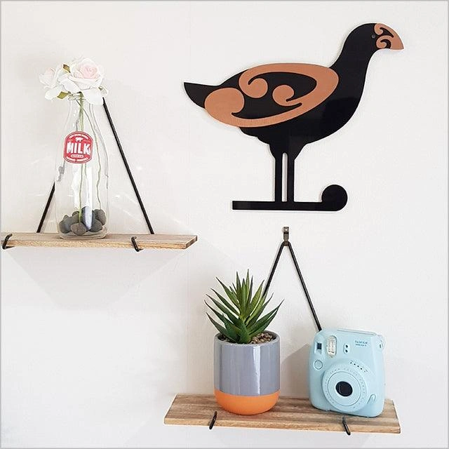 Striking Koru Pukeko Wall Art: A Vibrant Duo of Native New Zealand Beauty.