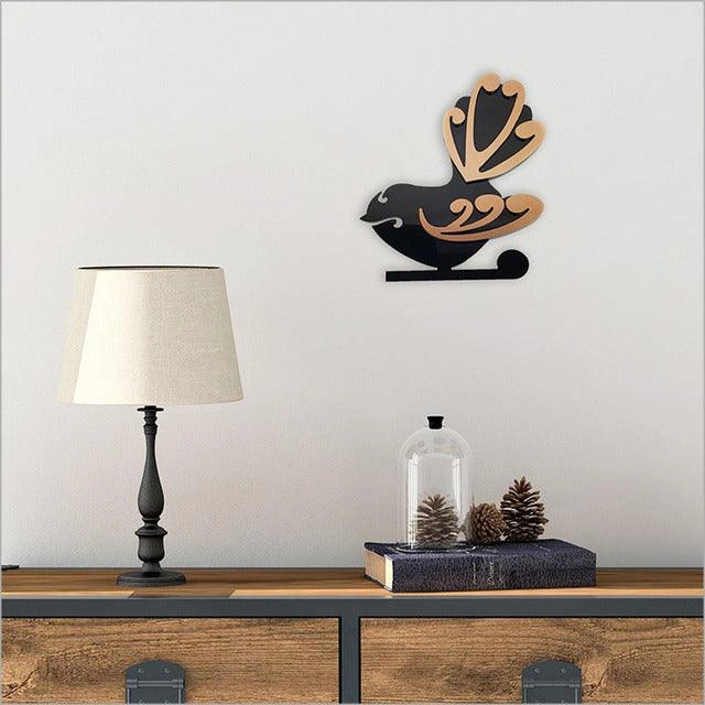 Whimsical Koru Fantail Bird Wall Decor